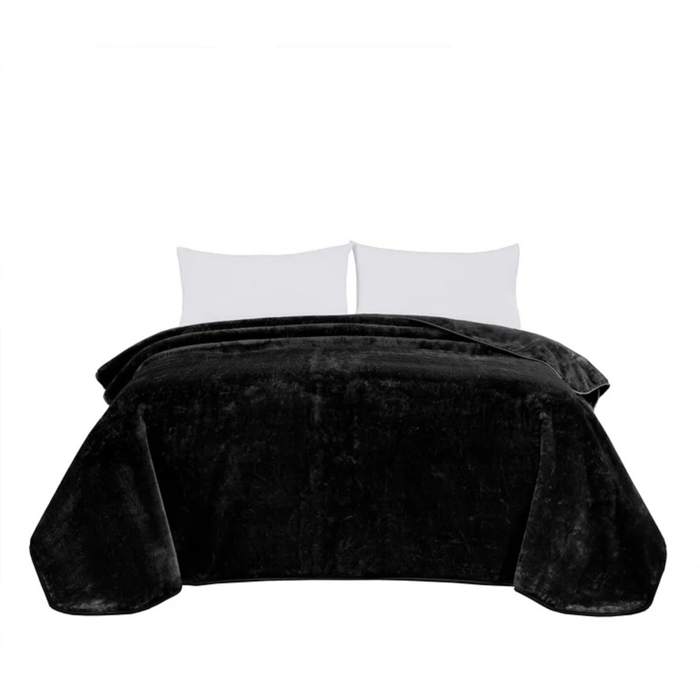 Plush Velvet Black Bed Blanket - king Soft Luxury Throw - Picture 7 of 7